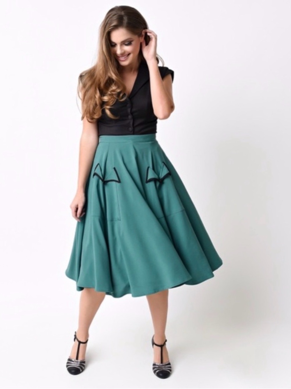 Hell Bunny Swing Circle Skirt  in Green M